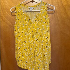 Croft & Barrow Yellow Floral Sleeveless Blouse